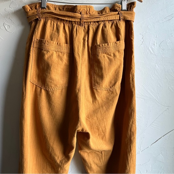 Anthropologie Paperbag Waist Tapered Pants Cotton Boho Cottagecore Tie Belt M - Picture 10 of 12